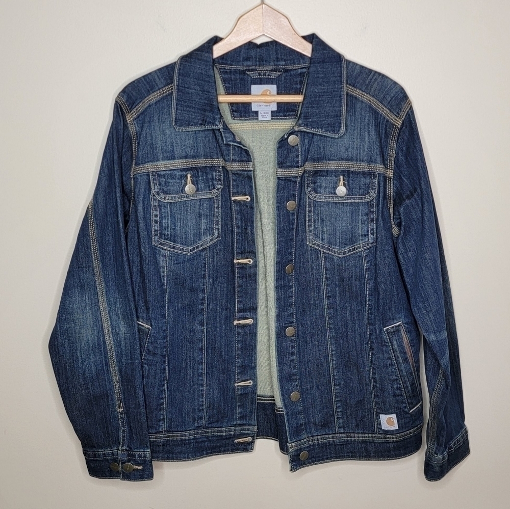 Carhartt Dark Wash Button Front Denim Jacket Size Medium
